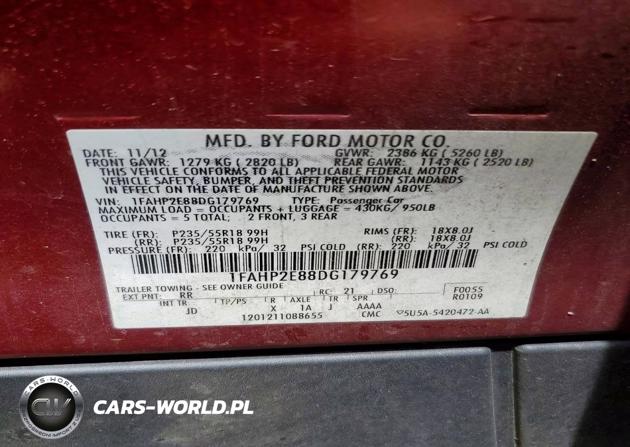 2013 Ford Taurus Sel VIN:1FAHP2E88DG179769 - 12