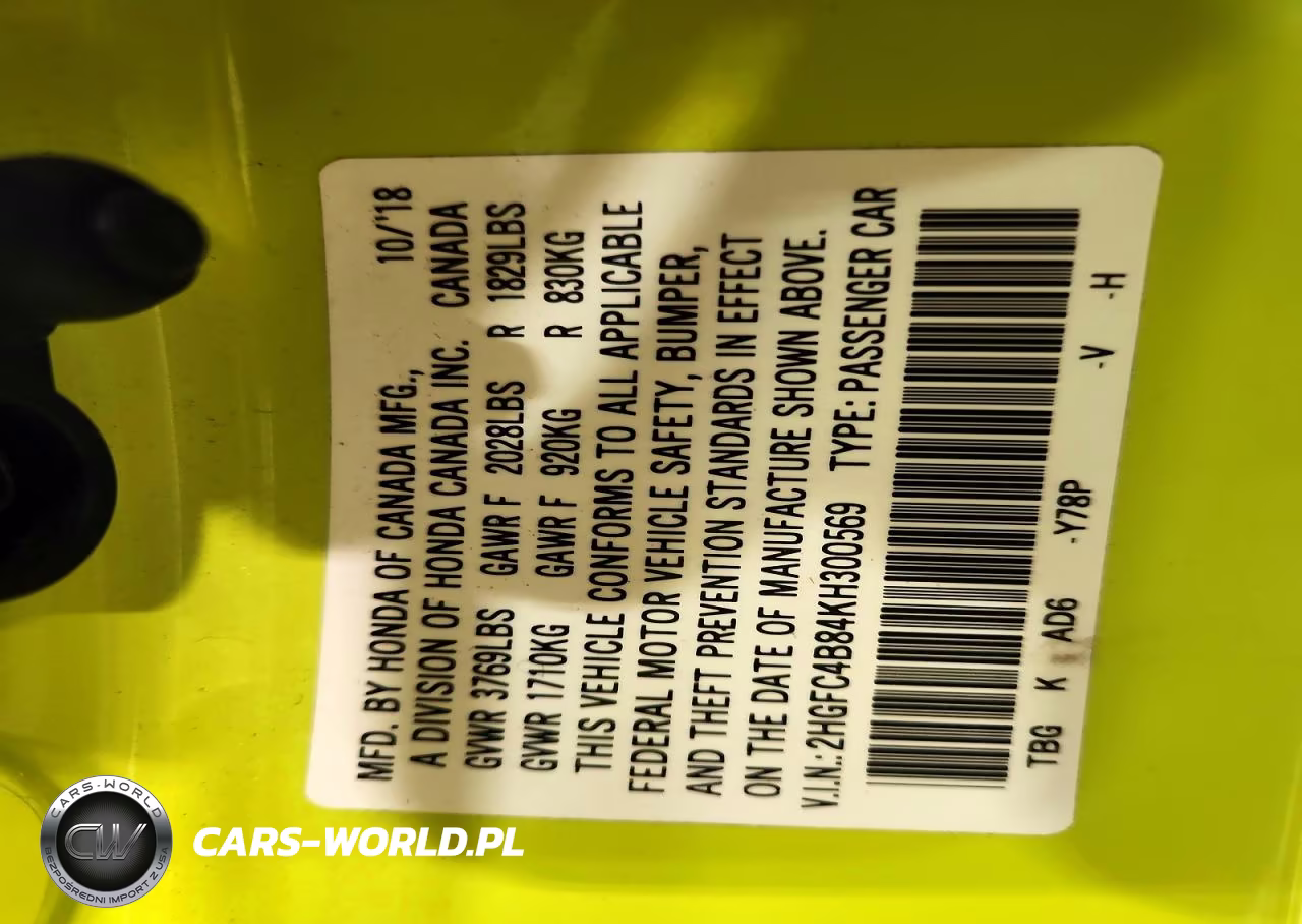 2019 Honda Civic Sport VIN:2HGFC4B84KH300569 - 12