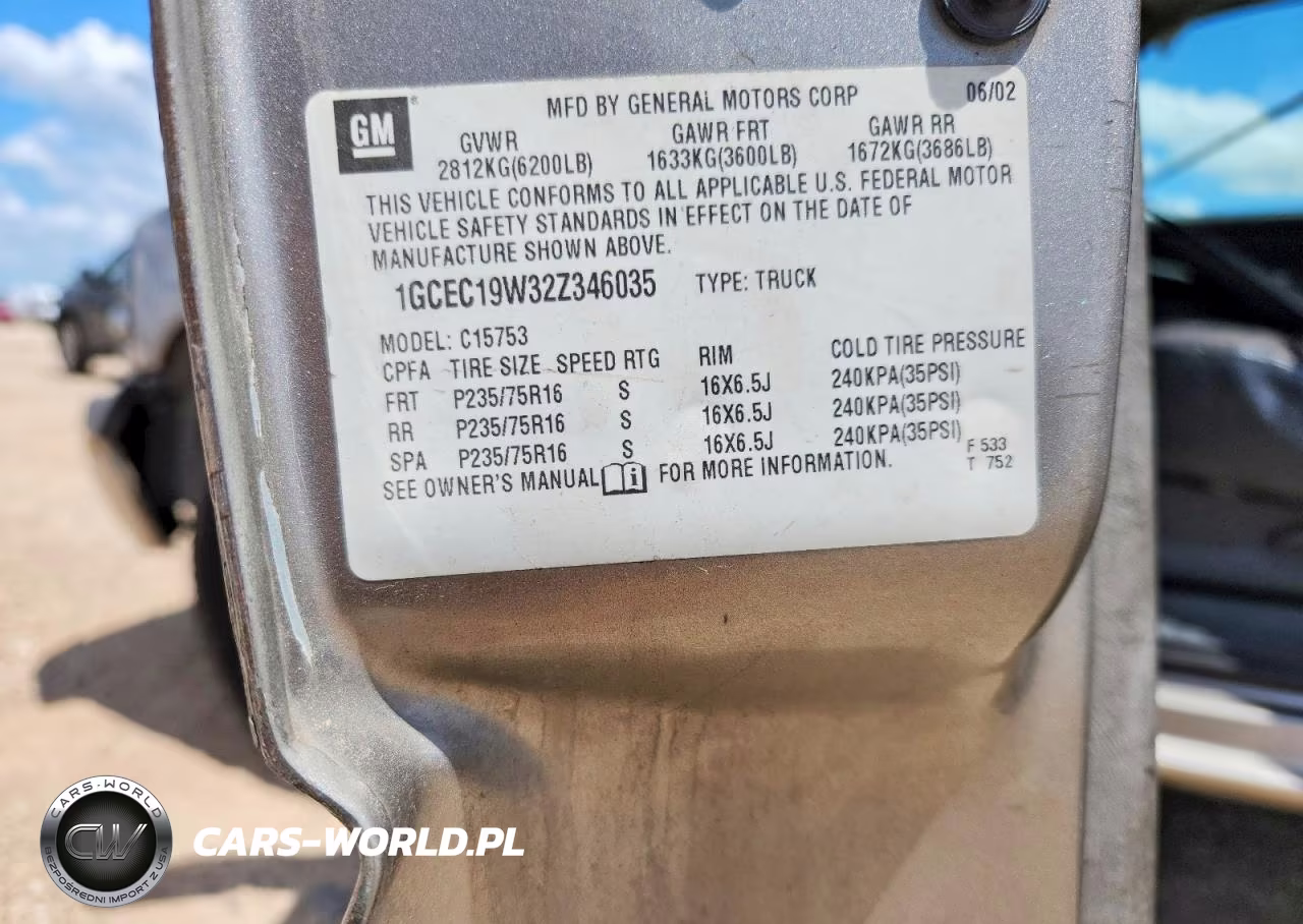 2002 Chev Silver1500 VIN:1GCEC19W32Z346035 - 12