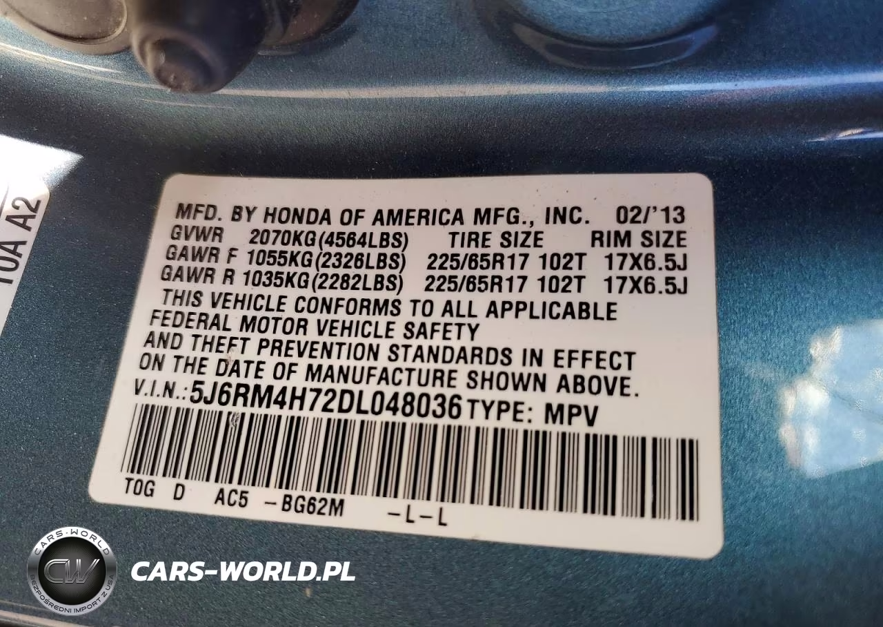 2013 Honda Cr-V Exl VIN:5J6RM4H72DL048036 - 12
