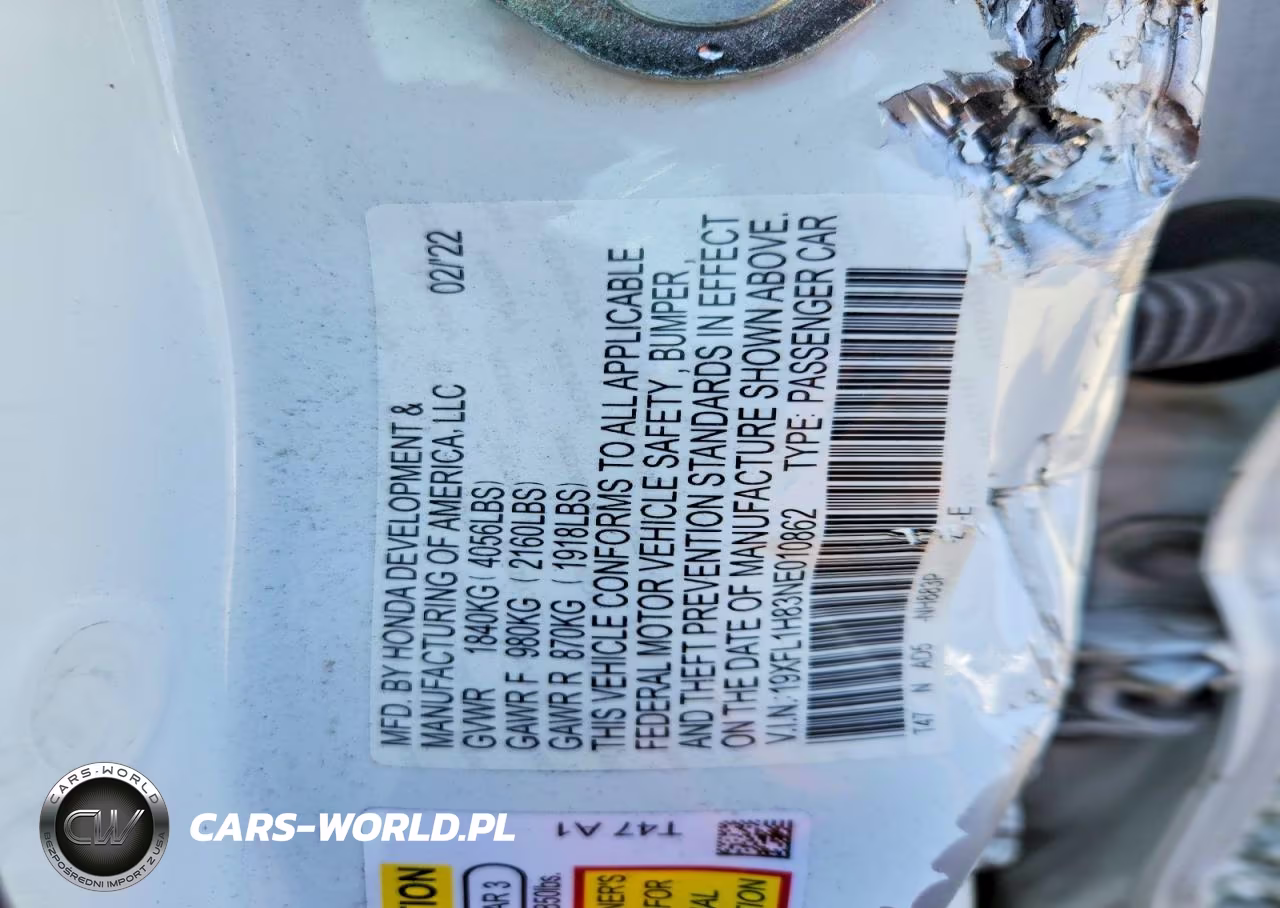 2022 Honda Civic Sport Touring VIN:19XFL1H83NE010862 - 12