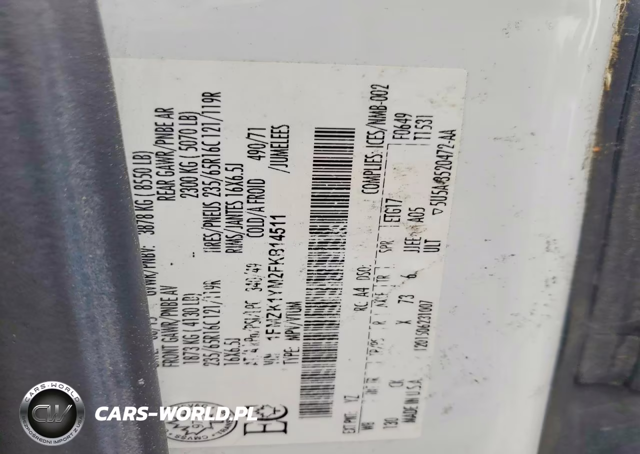 2015 Ford Transit T-150 VIN:1FMZK1YM2FKB14511 - 13