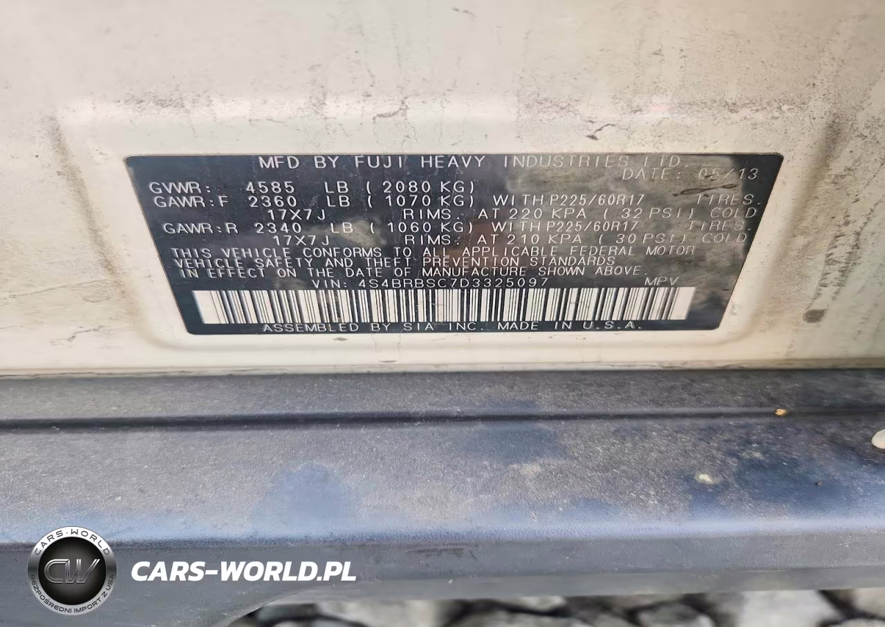 2013 Subaru Outback 2.5I Limited VIN:4S4BRBSC7D3325097 - 12