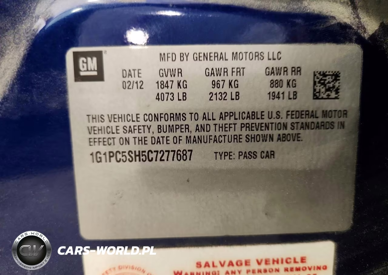 2012 Chevrolet Cruze Ls VIN:1G1PC5SH5C7277687 - 12