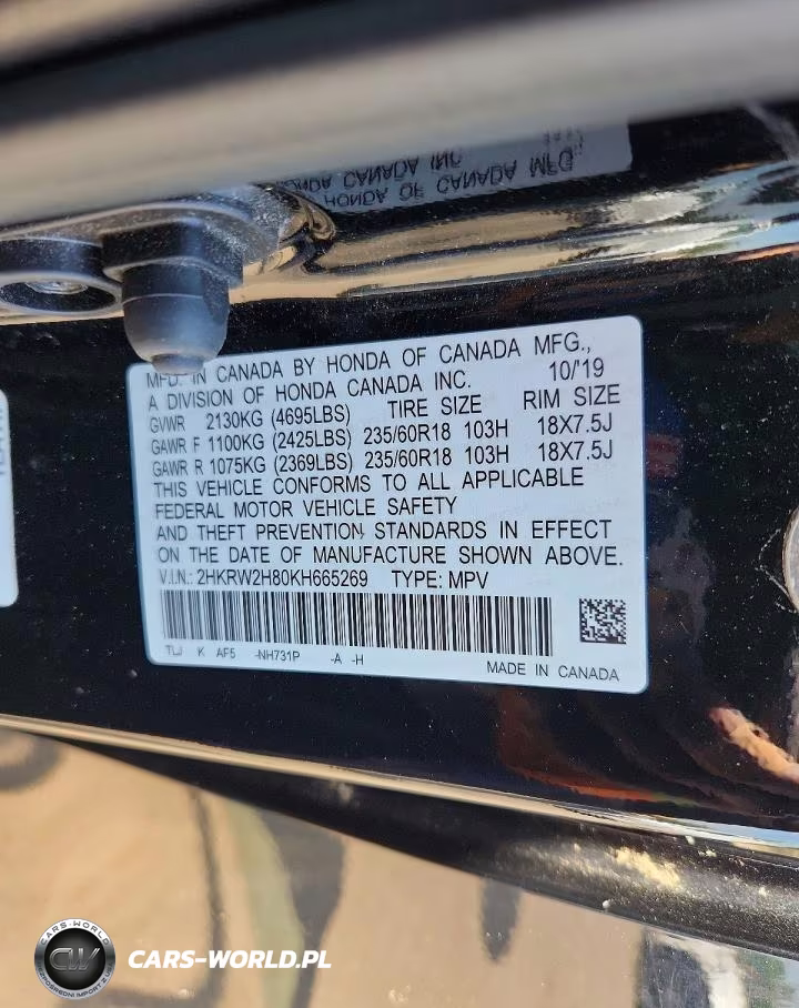 2019 Honda Cr-V Exl VIN:2HKRW2H80KH665269 - 13