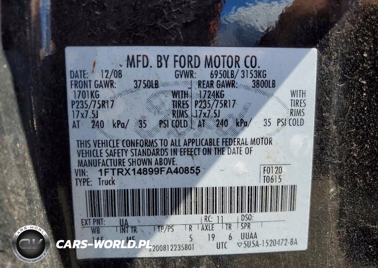 2009 Ford F150 Super Cab VIN:1FTRX14899FA40855 - 12