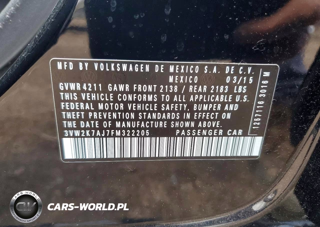 2015 Volkswagen Jetta Base VIN:3VW2K7AJ7FM322205 - 12