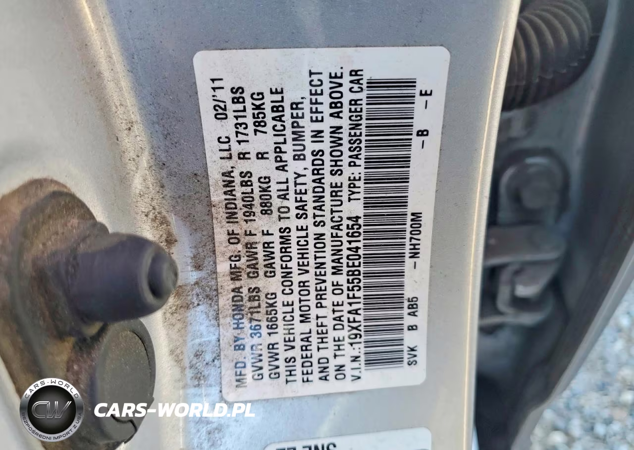 2011 Honda Civic Lx VIN:19XFA1F55BE041654 - 12