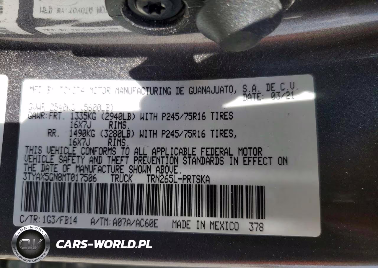 2021 Toyota Tacoma Sr VIN:3TYAX5GN8MT017506 - 13