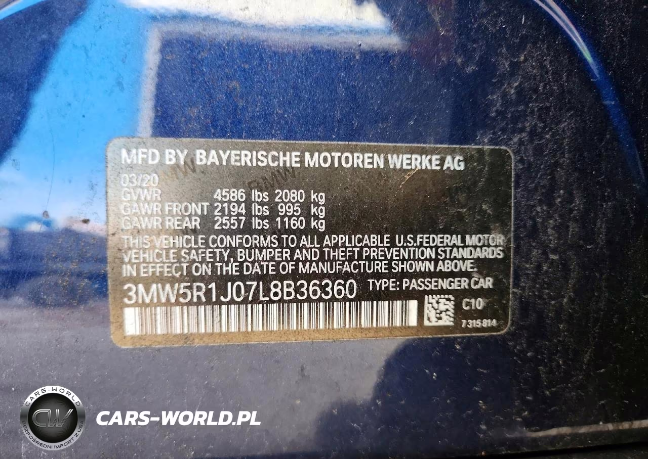 2020 BMW 330I VIN:3MW5R1J07L8B36360 - 12