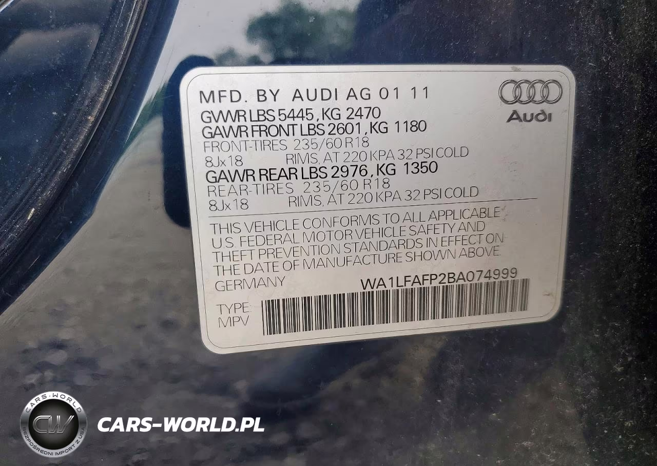 2011 Audi Q5 Premium Plus VIN:WA1LFAFP2BA074999 - 13
