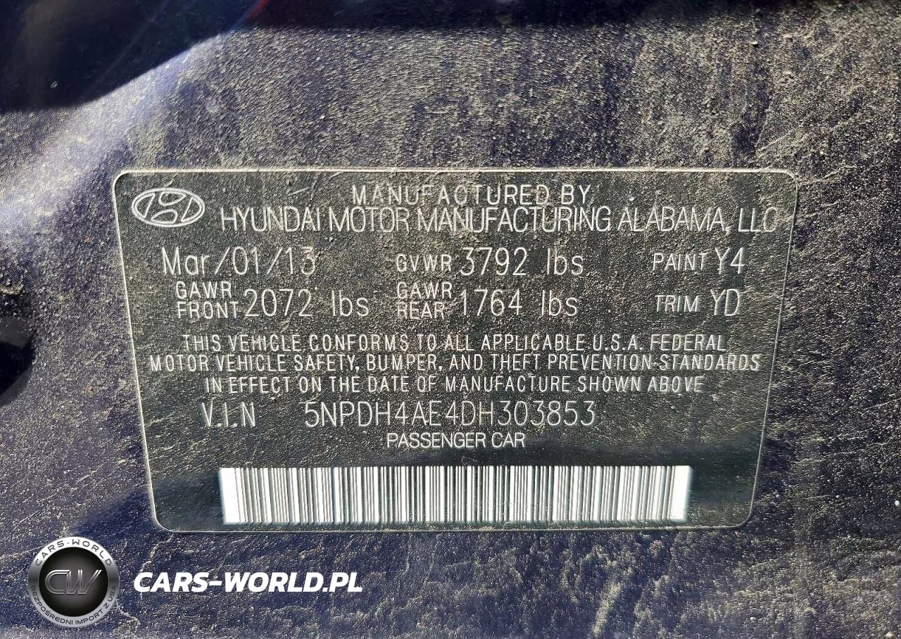 2013 Hyundai Elantra Gls VIN:5NPDH4AE4DH303853 - 12