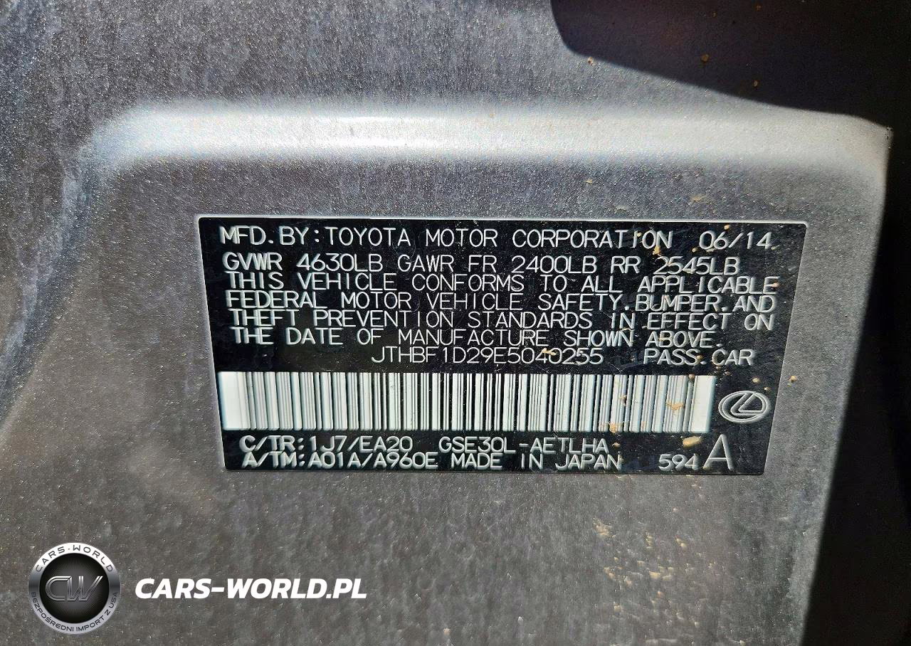 2014 Lexus Is 250 VIN:JTHBF1D29E5040255 - 13