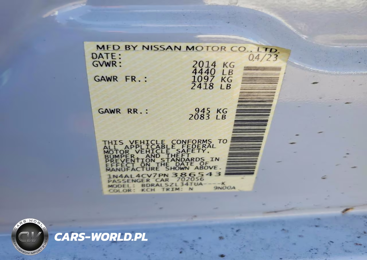 2023 Nissan Altima Sr VIN:1N4AL4CV7PN386543 - 12