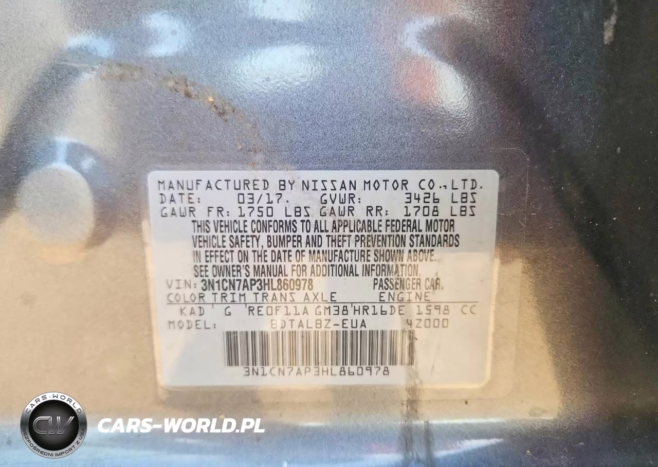 2017 Nissan Versa 1.6 Sv VIN:3N1CN7AP3HL860978 - 12