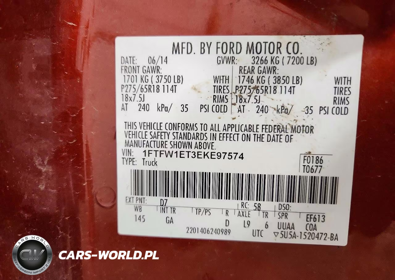 2014 Ford F150 VIN:1FTFW1ET3EKE97574 - 12