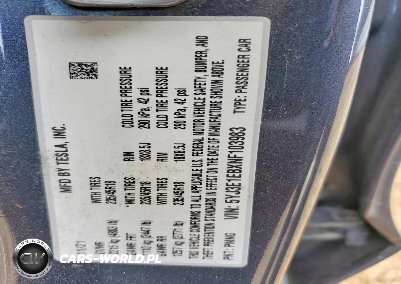 2022 Tesla Model 3 VIN:5YJ3E1EBXNF103983 - 12
