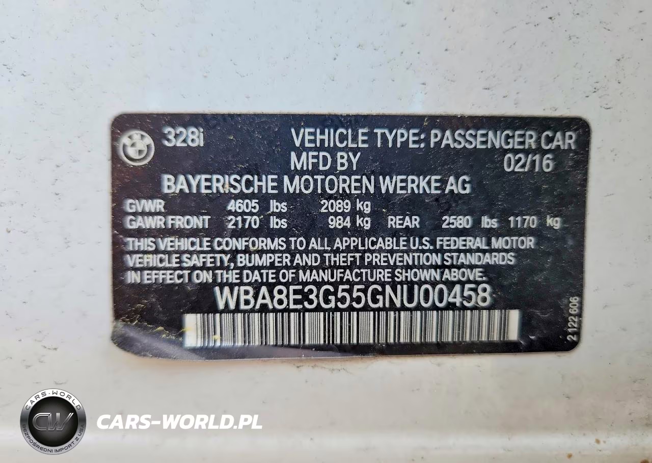 2016 BMW 328 Xi Sulev VIN:WBA8E3G55GNU00458 - 12
