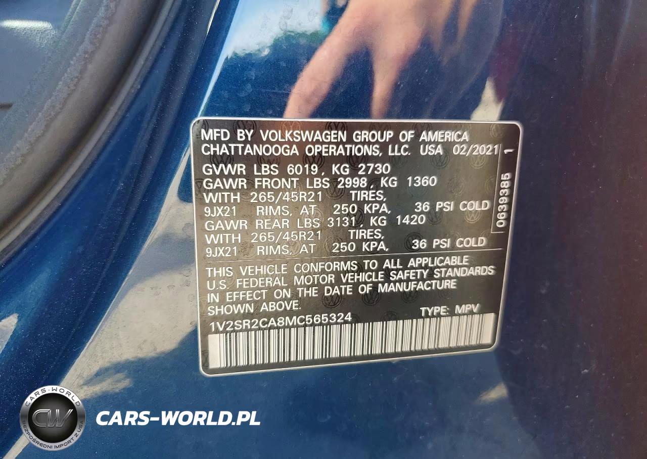 2021 Volkswagen Atlas Sel R-Line VIN:1V2SR2CA8MC565324 - 13