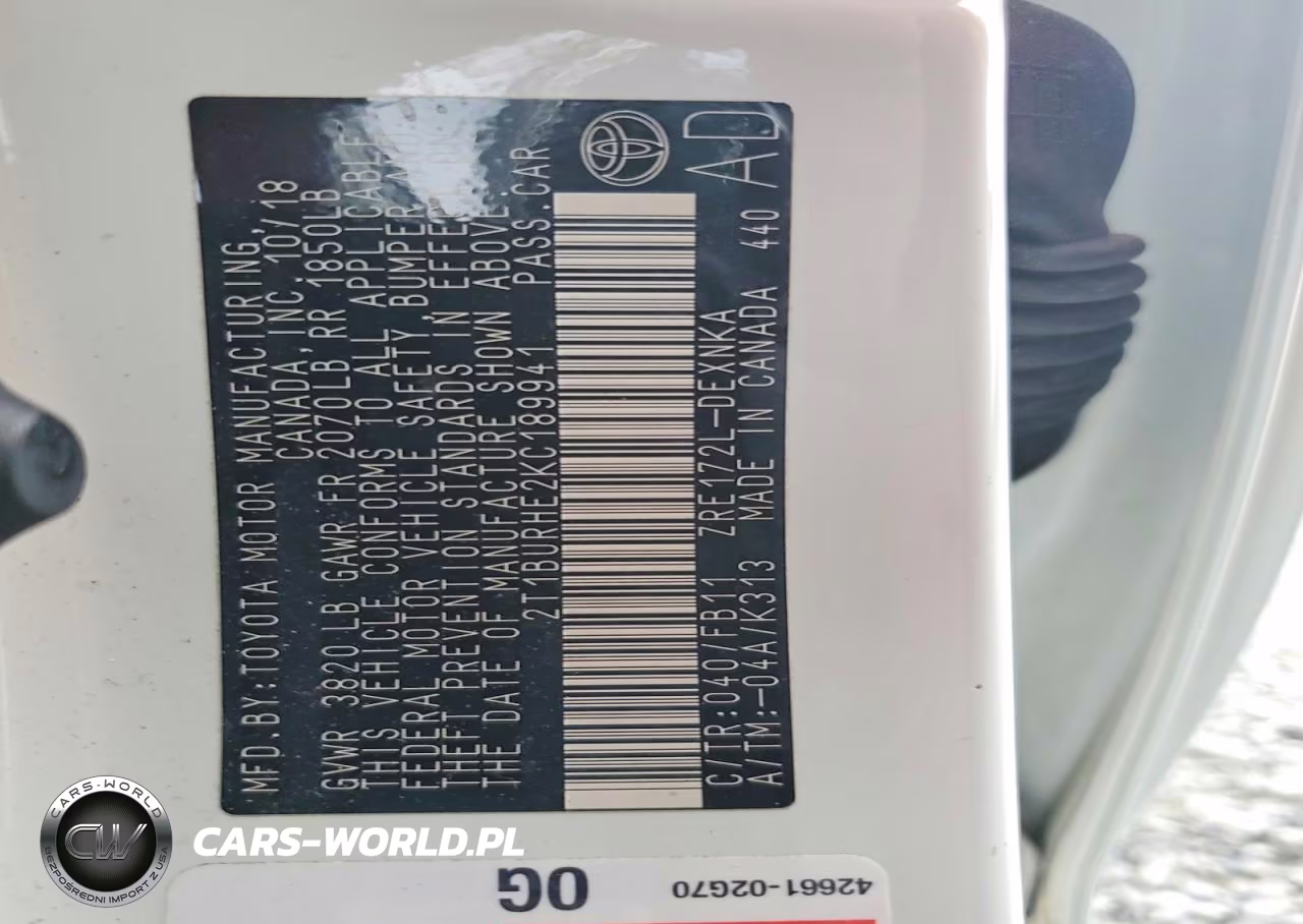 2019 Toyota Corolla Le VIN:2T1BURHE2KC189941 - 12