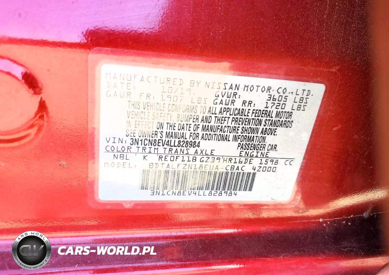 2020 Nissan Versa Sv VIN:3N1CN8EV4LL828984 - 12