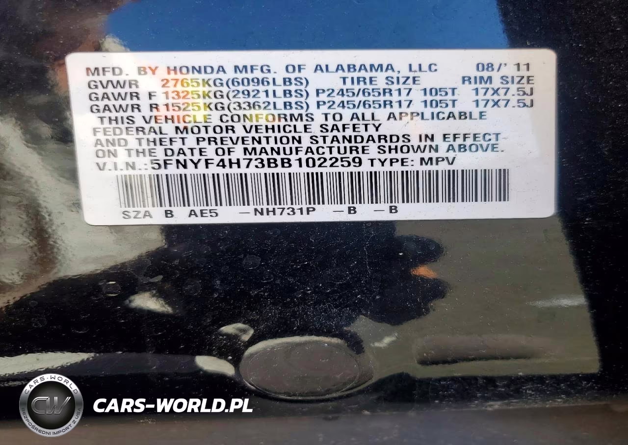 2011 Honda Pilot Exln VIN:5FNYF4H73BB102259 - 13