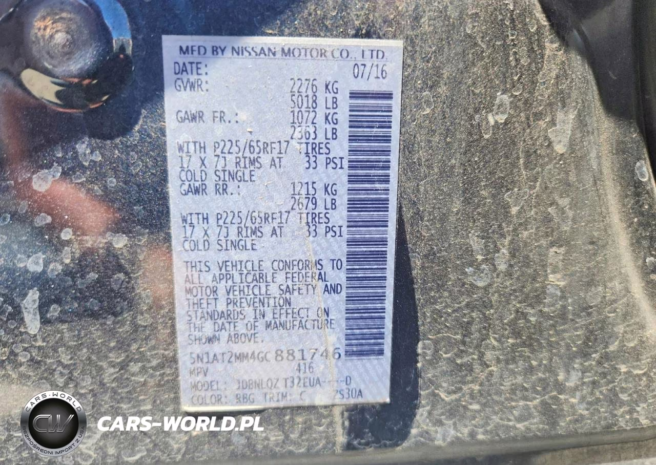 2016 Nissan Rogue Sv VIN:5N1AT2MM4GC881746 - 12