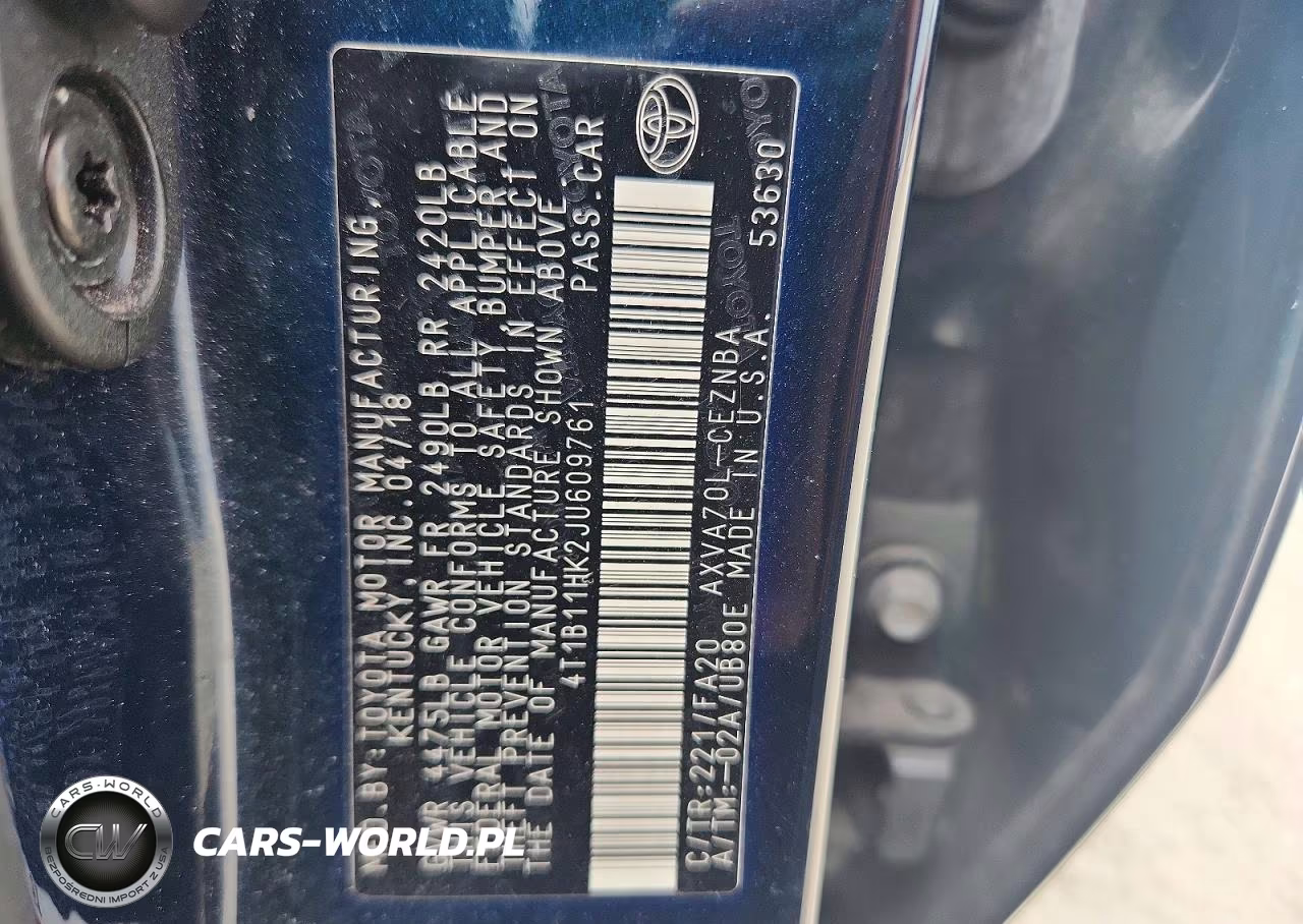 2018 Toyota Camry Le VIN:4T1B11HK2JU609761 - 12