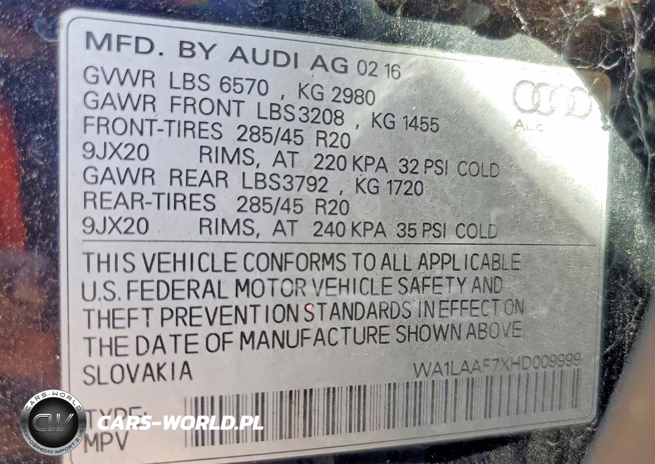 2017 Audi Q7 VIN:WA1LAAF7XHD009999 - 14