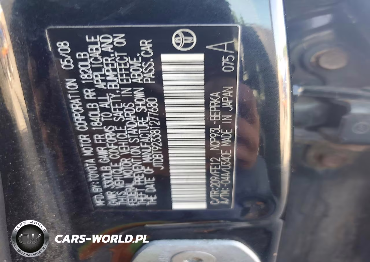2008 Toyota Yaris Base VIN:JTDBT923381277680 - 12