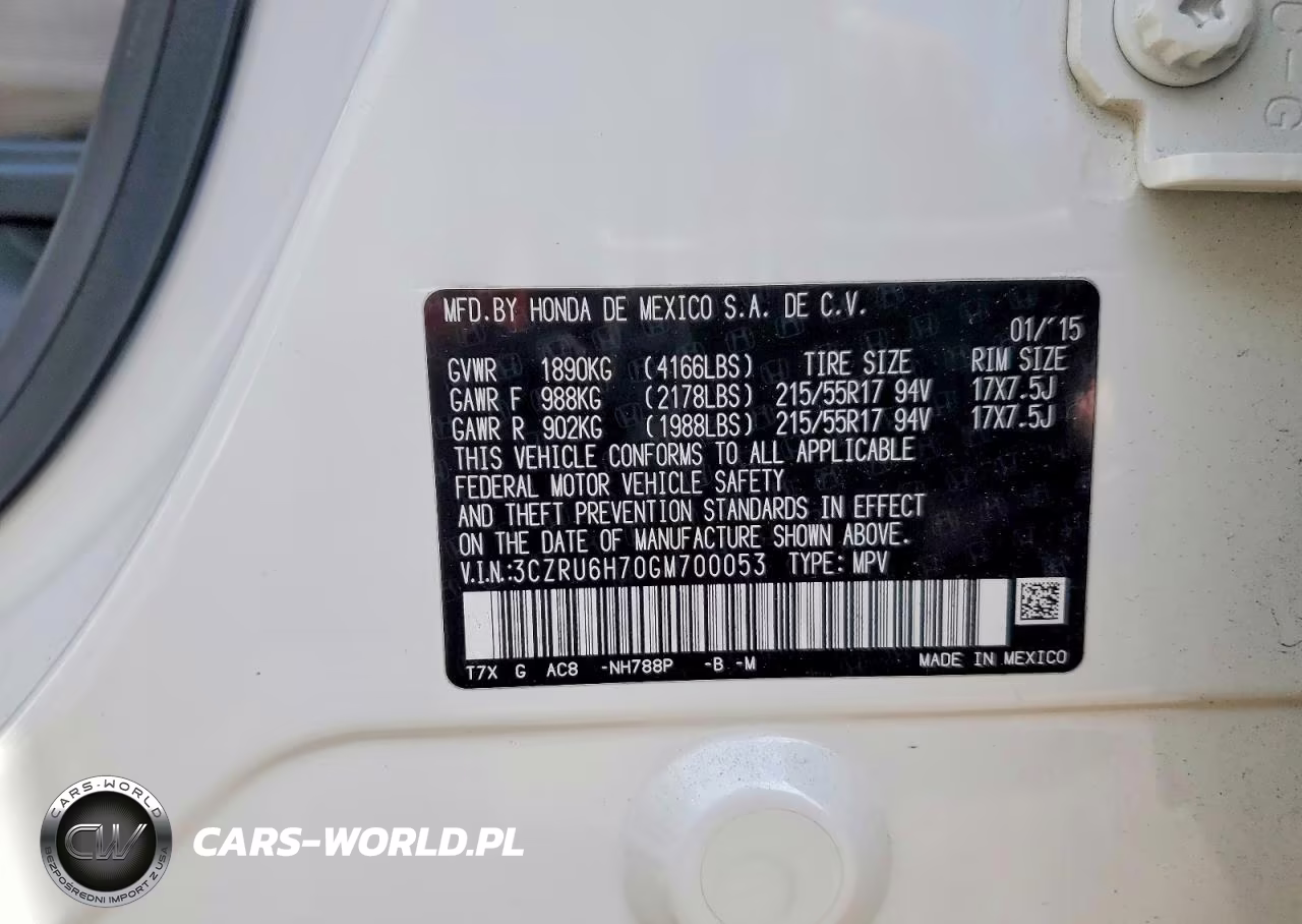 2016 Honda Hr-V Exl VIN:3CZRU6H70GM700053 - 13