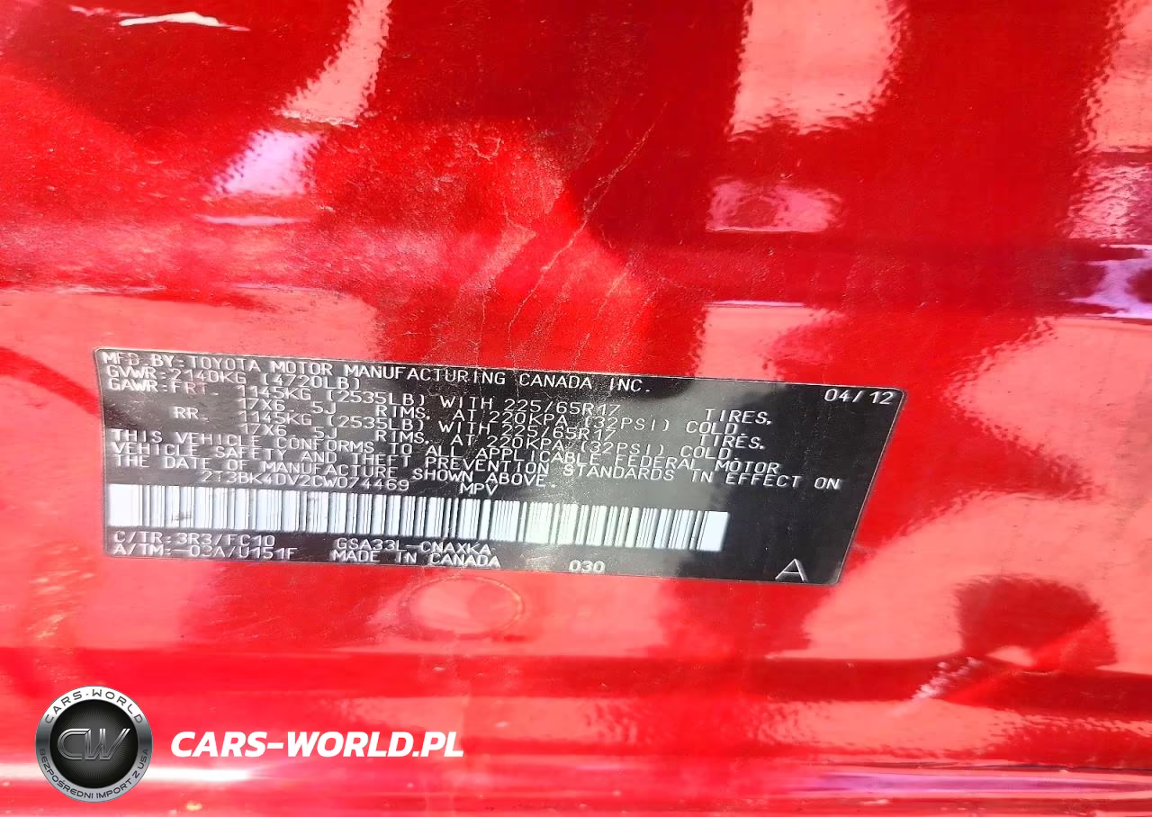 2012 Toyota Rav4 VIN:2T3BK4DV2CW074469 - 12