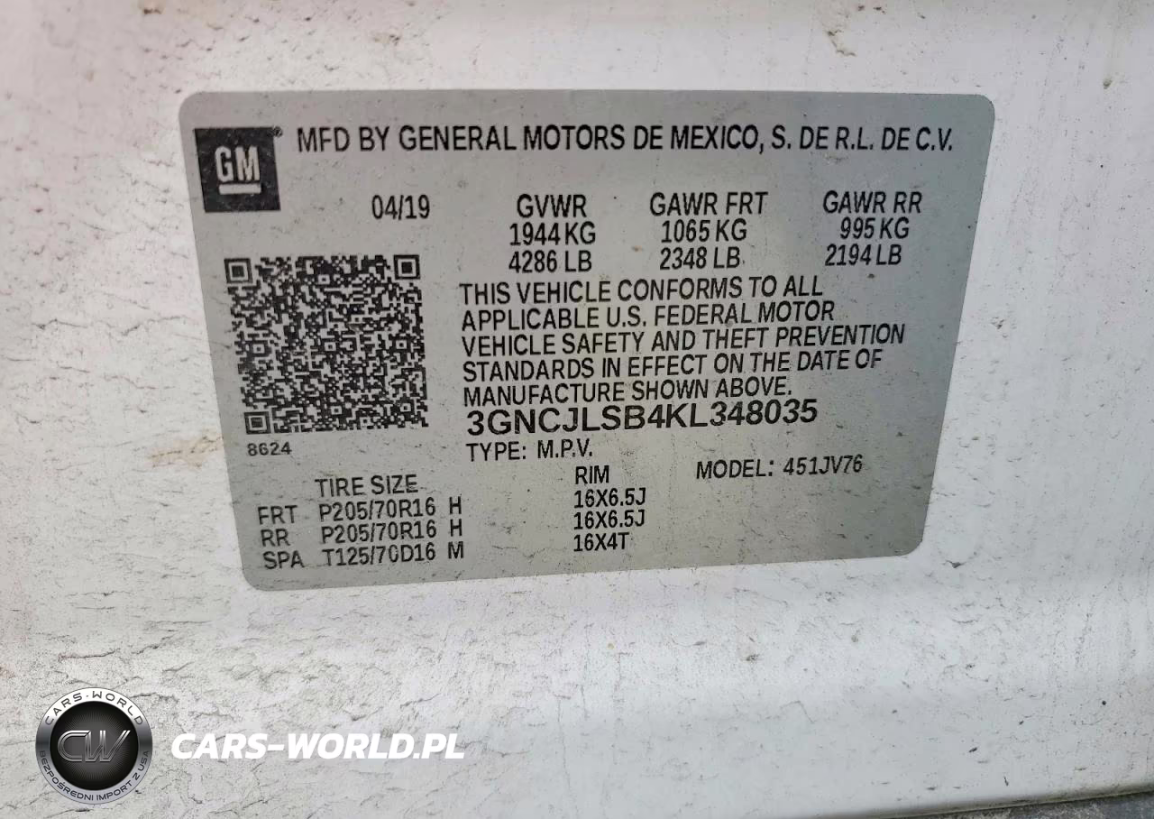 2019 Chevrolet Trax 1Lt VIN:3GNCJLSB4KL348035 - 13