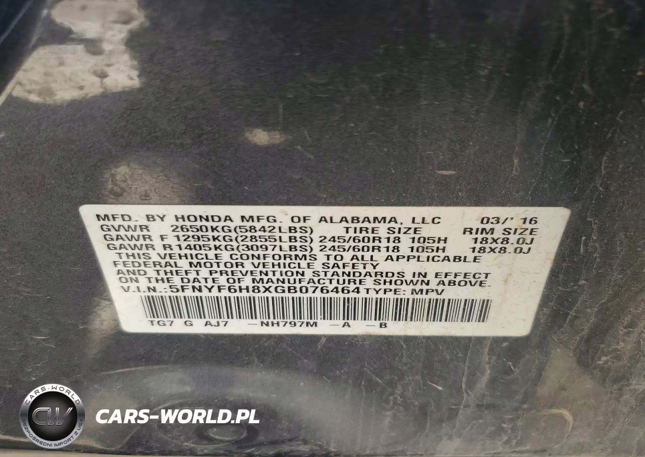 2016 Honda Pilot Exl VIN:5FNYF6H8XGB076464 - 13