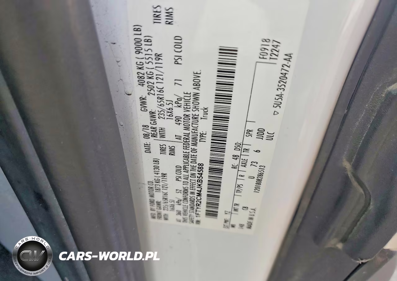 2018 Ford Transit T-250 VIN:1FTYR2CM4JKB54588 - 13