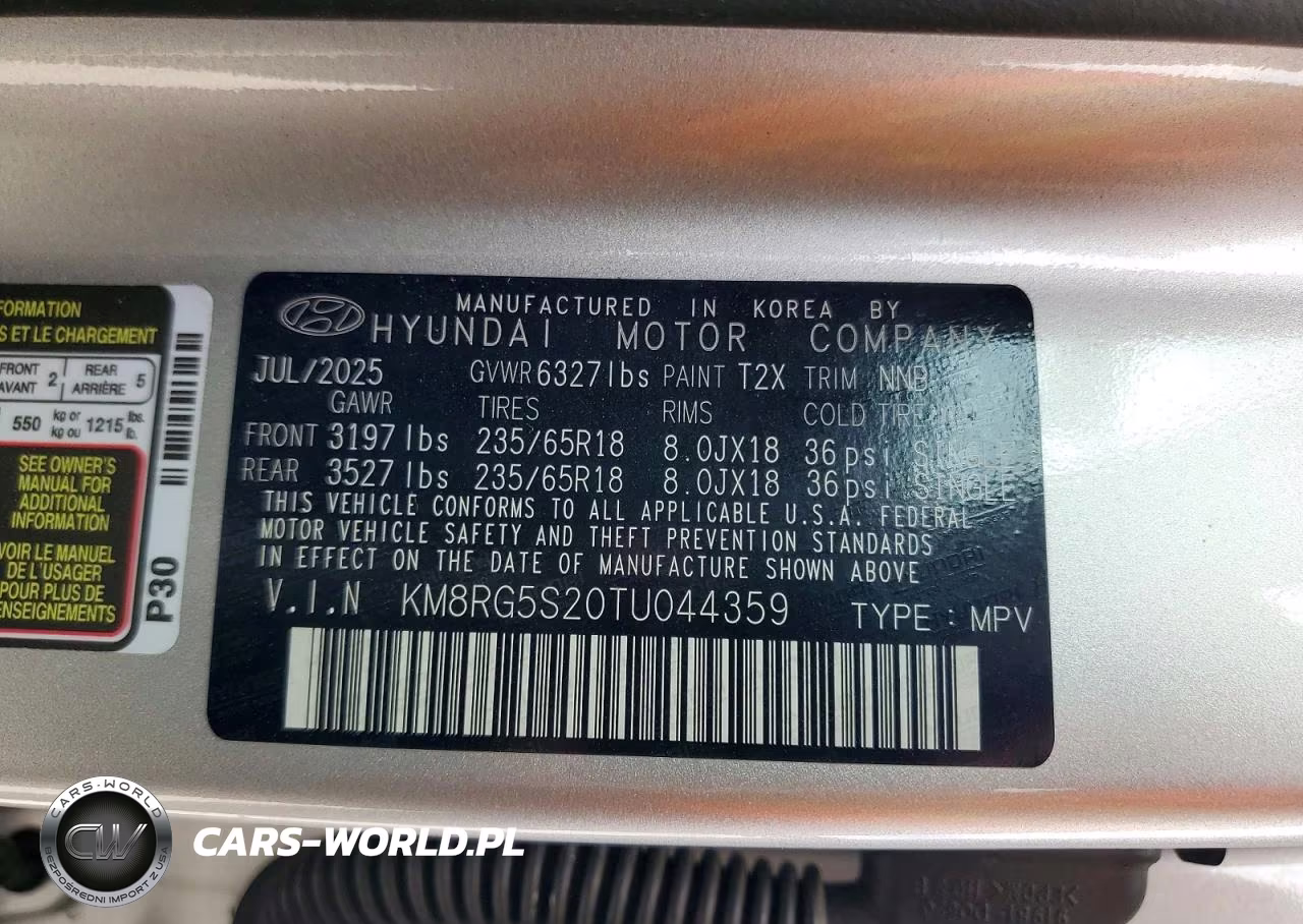 2026 Hyundai Palisade Sel Convenience VIN:KM8RG5S20TU044359 - 14
