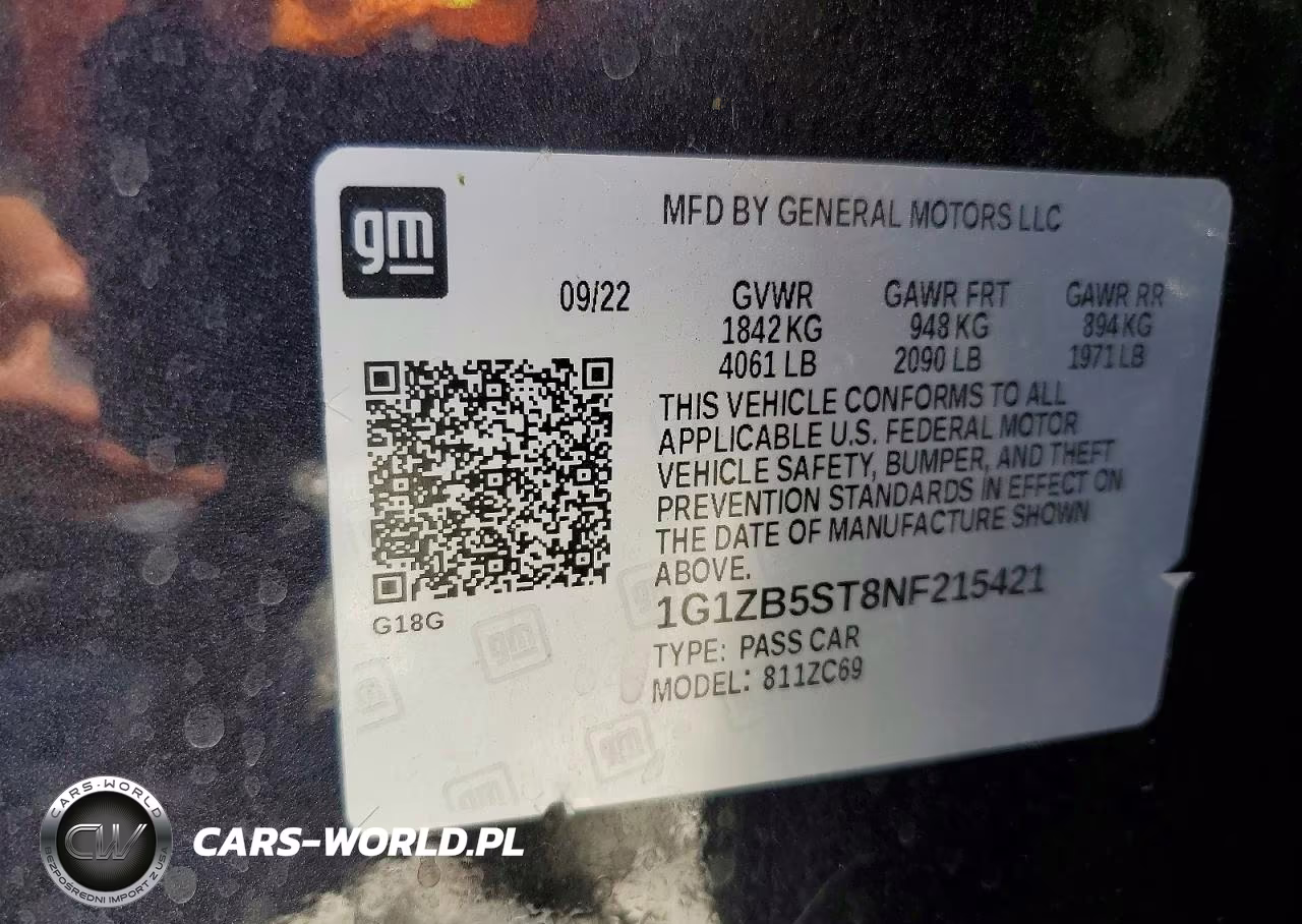 2022 Chevrolet Malibu Ls VIN:1G1ZB5ST8NF215421 - 12