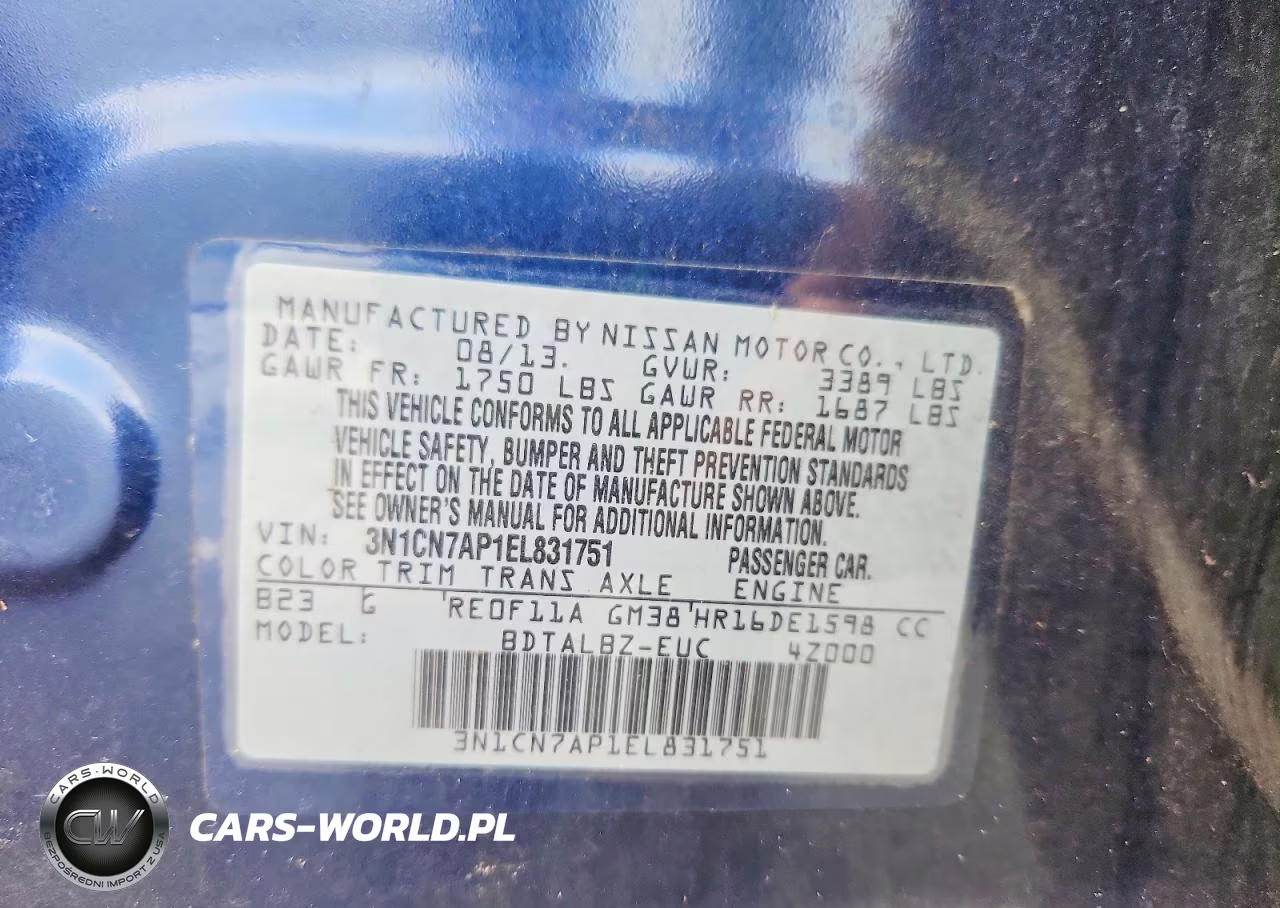 2014 Nissan Versa 1.6 Sv VIN:3N1CN7AP1EL831751 - 13