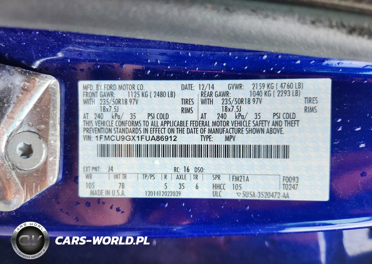 2015 Ford Escape Se VIN:1FMCU9GX1FUA86912 - 13
