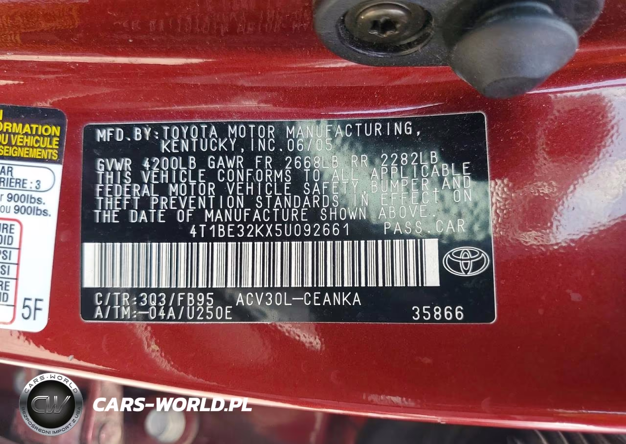 2005 Toyota Camry VIN:4T1BE32KX5U092661 - 13