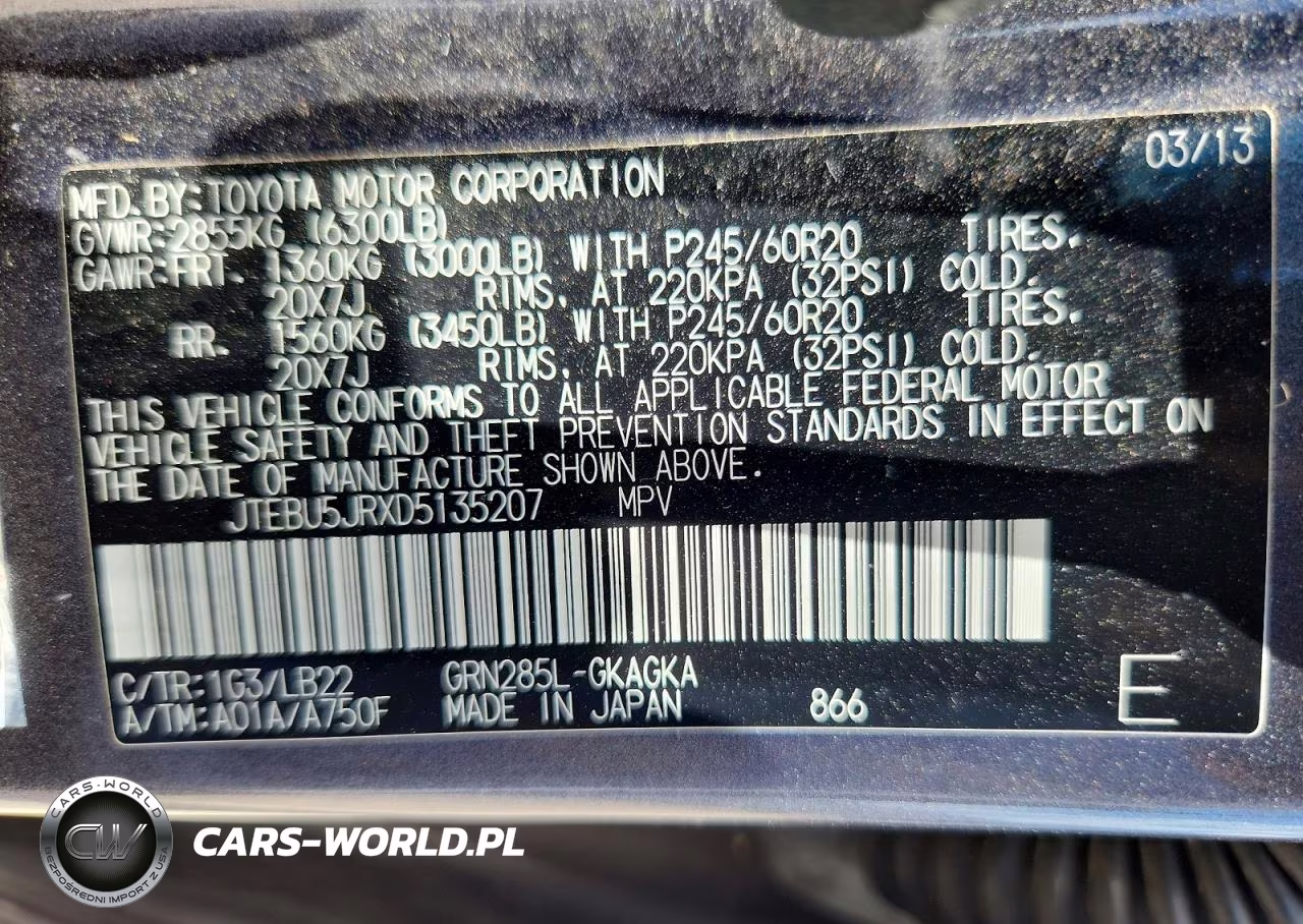 2013 Toyota 4Runner Limited VIN:JTEBU5JRXD5135207 - 13