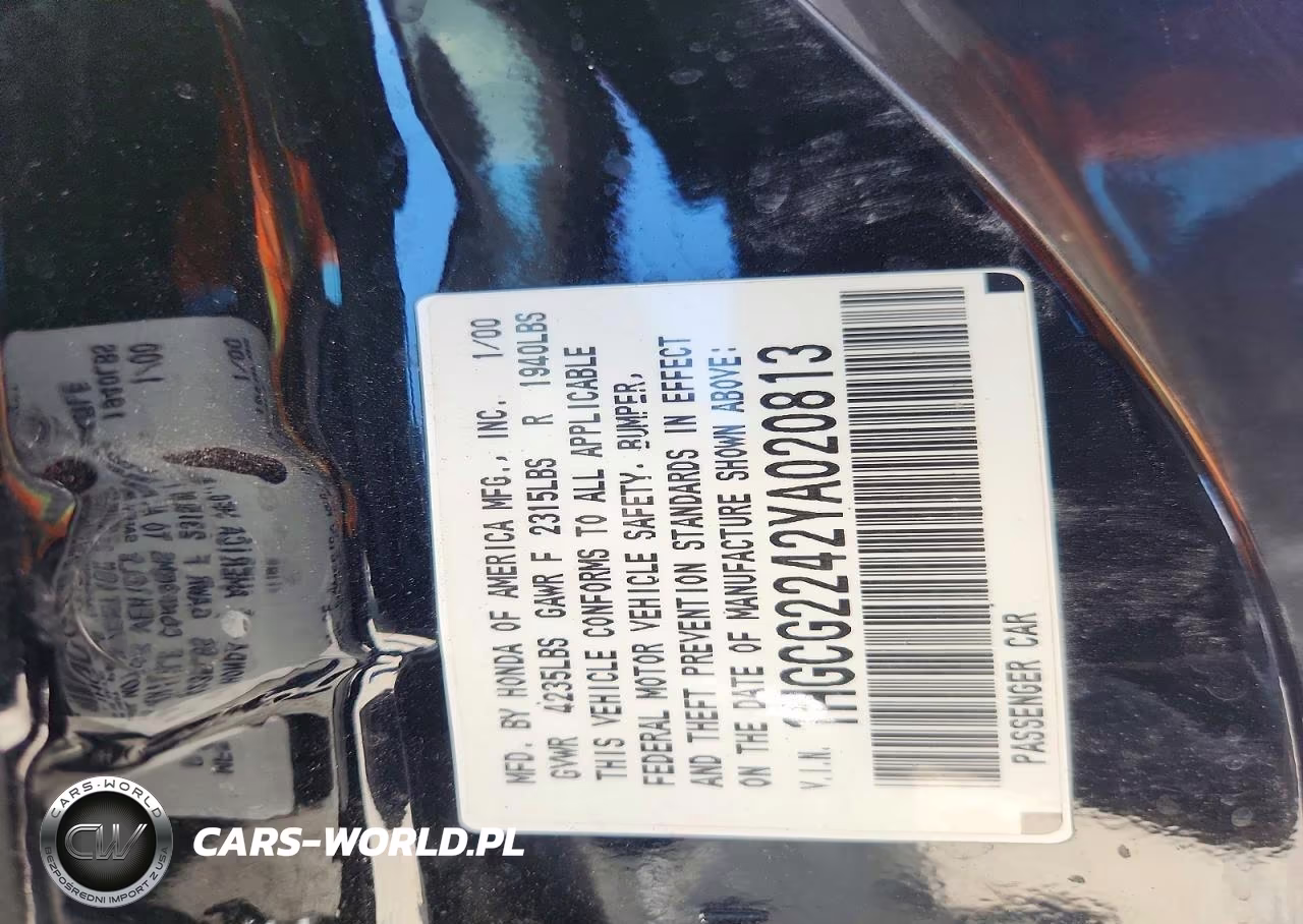 2000 Honda Accord Lx VIN:1HGCG2242YA020813 - 13