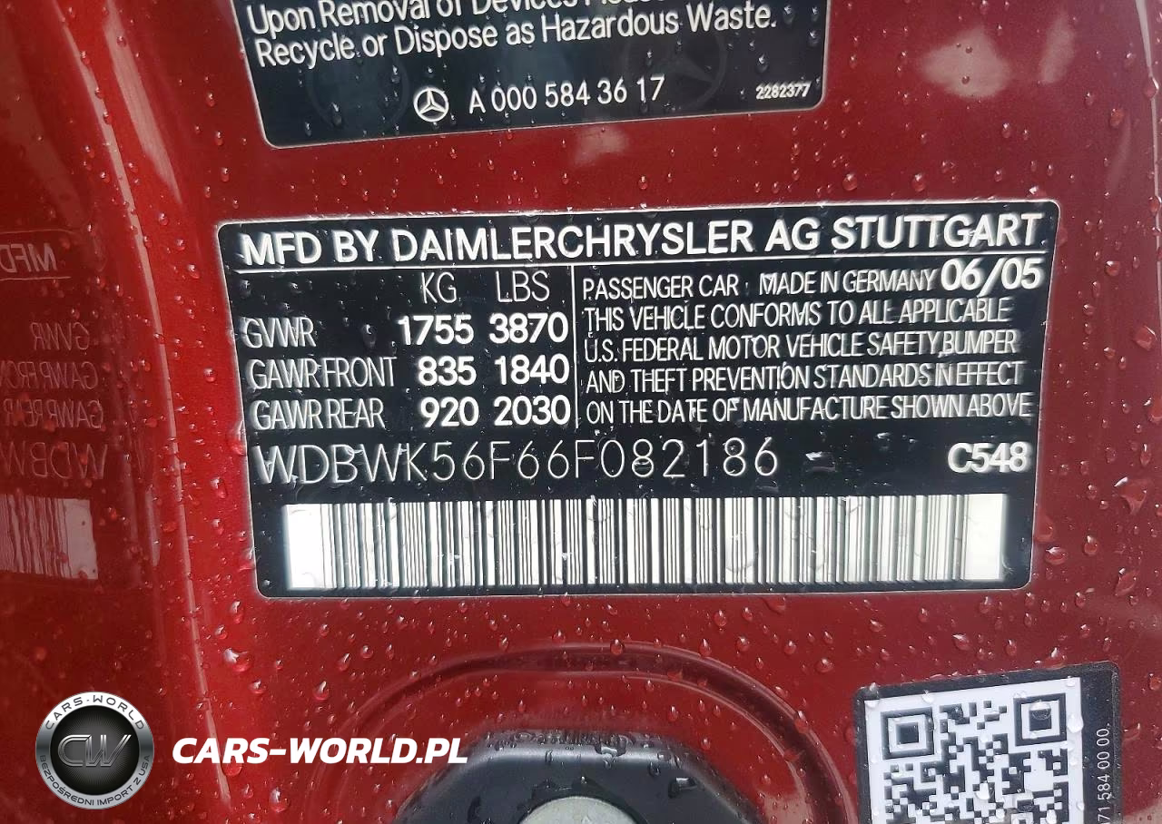 2006 Mercedes-Benz Slk 350 VIN:WDBWK56F66F082186 - 12