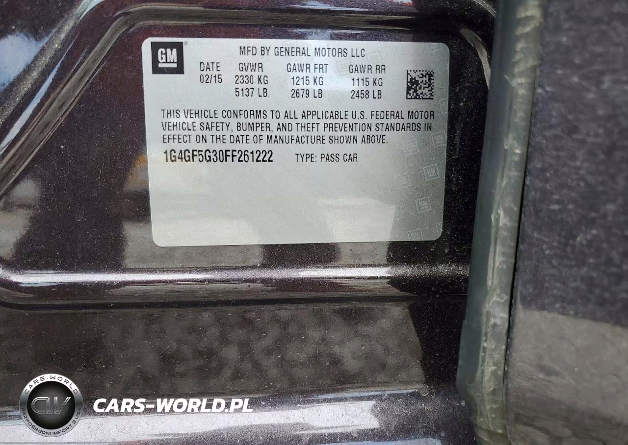 2015 Buick Lacrosse Premium VIN:1G4GF5G30FF261222 - 12