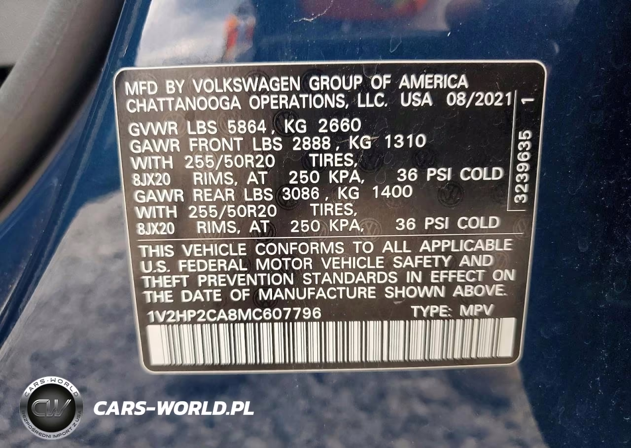 2021 Volkswagen Atlas Se VIN:1V2HP2CA8MC607796 - 14