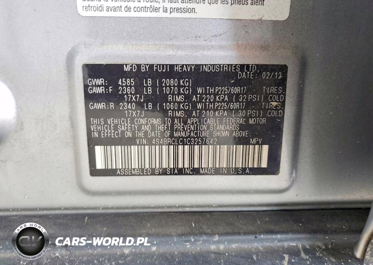 2012 Subaru Outback VIN:4S4BRCLC1C3257642 - 12