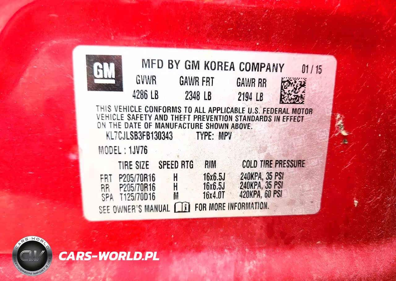 2015 Chevrolet Trax 1Lt VIN:KL7CJLSB3FB130343 - 12