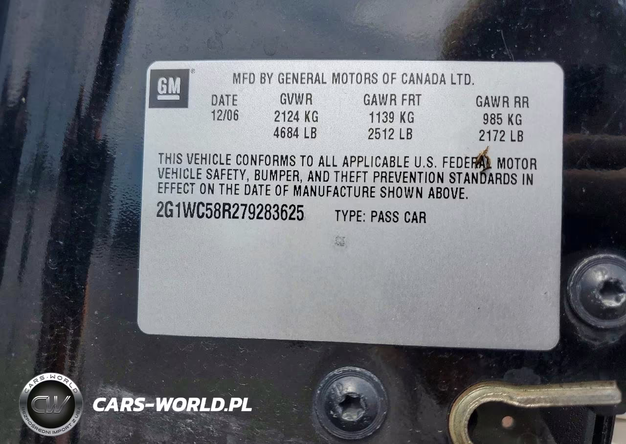 2007 Chevrolet Impala Lt VIN:2G1WC58R279283625 - 12