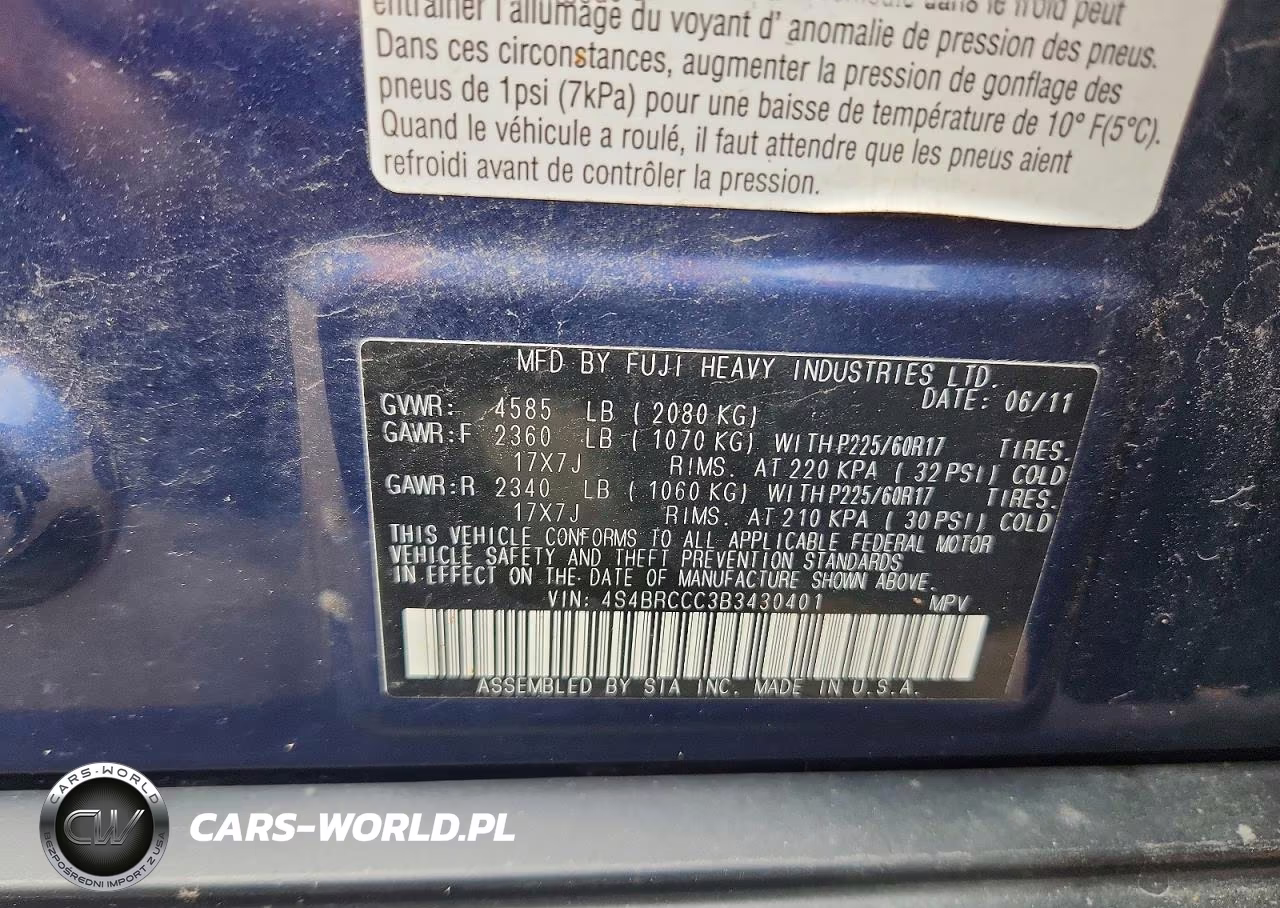 2011 Subaru Outback 2.5I Premium VIN:4S4BRCCC3B3430401 - 12