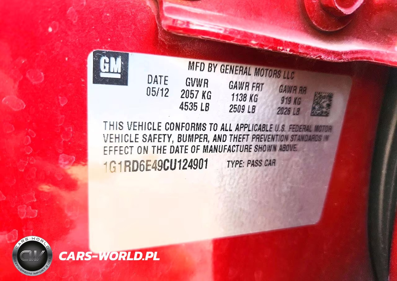 2012 Chevrolet Volt VIN:1G1RD6E49CU124901 - 12